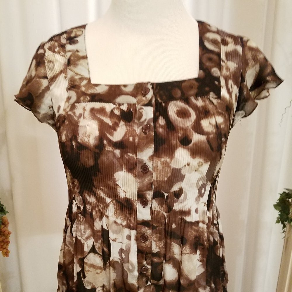 Sere Nade brown black white short sleeve sheer M